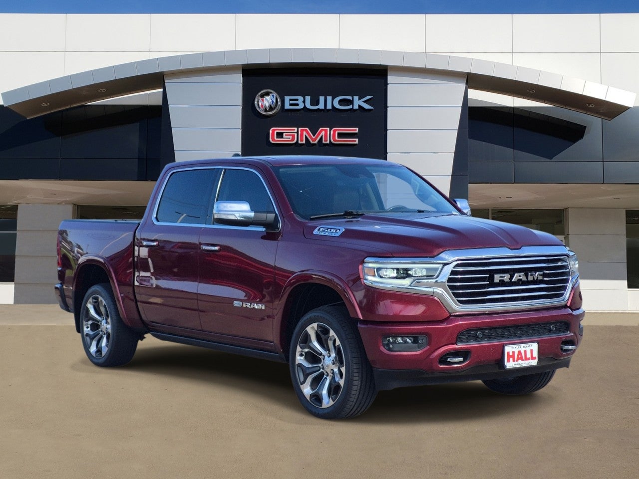 2021 RAM 1500 Limited Longhorn Crew Cab 4x4 5'7" Box in Red — front three-quarter view