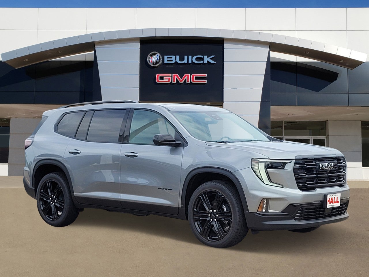 2026 GMC Acadia Elevation in Sterling Metallic — front three-quarter view