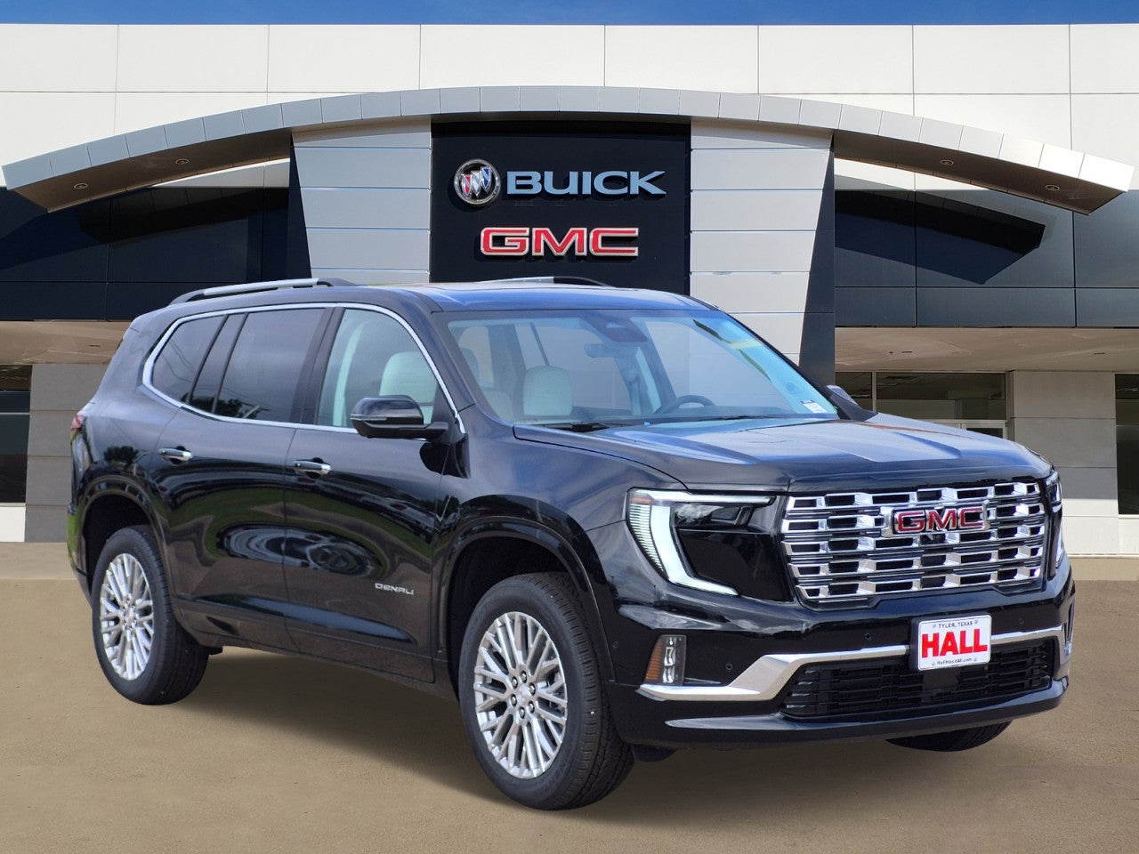 2026 GMC Acadia Denali in Ebony Twilight Metallic — front three-quarter view