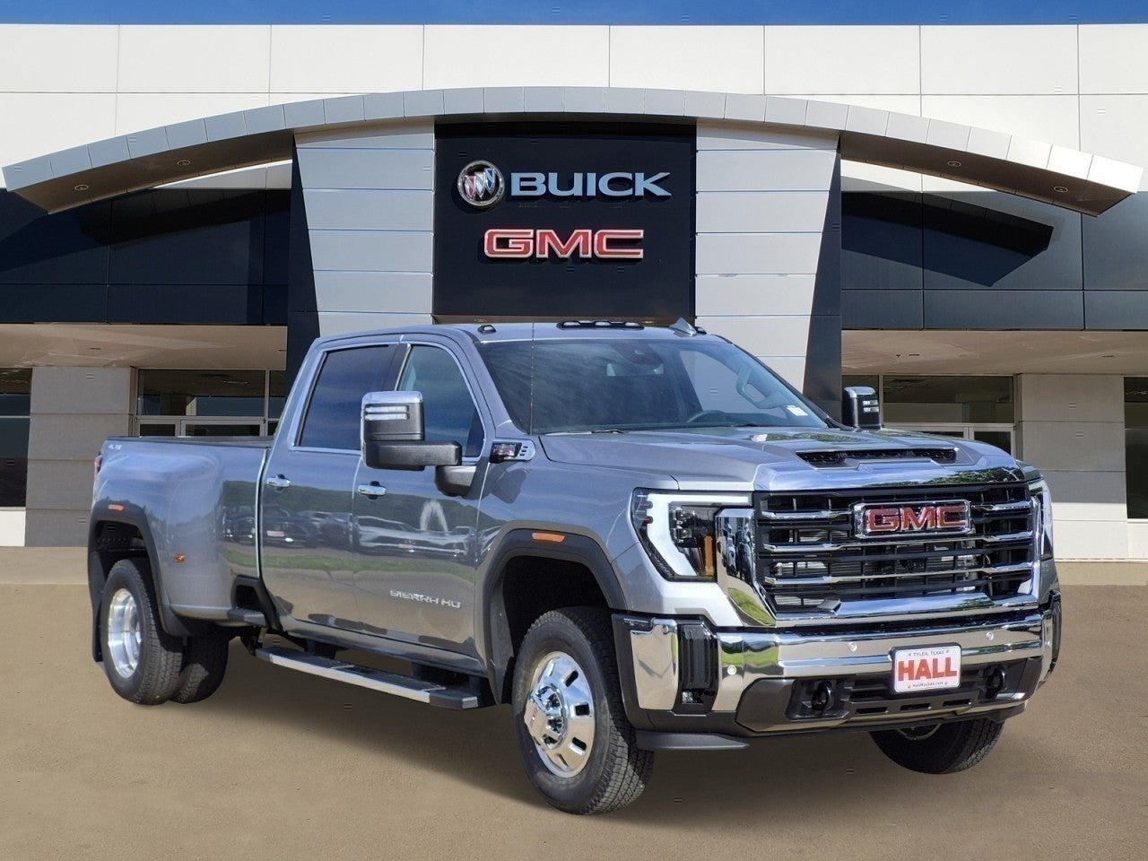 2026 GMC Sierra 3500 HD SLT DRW in Sterling Metallic — front three-quarter view