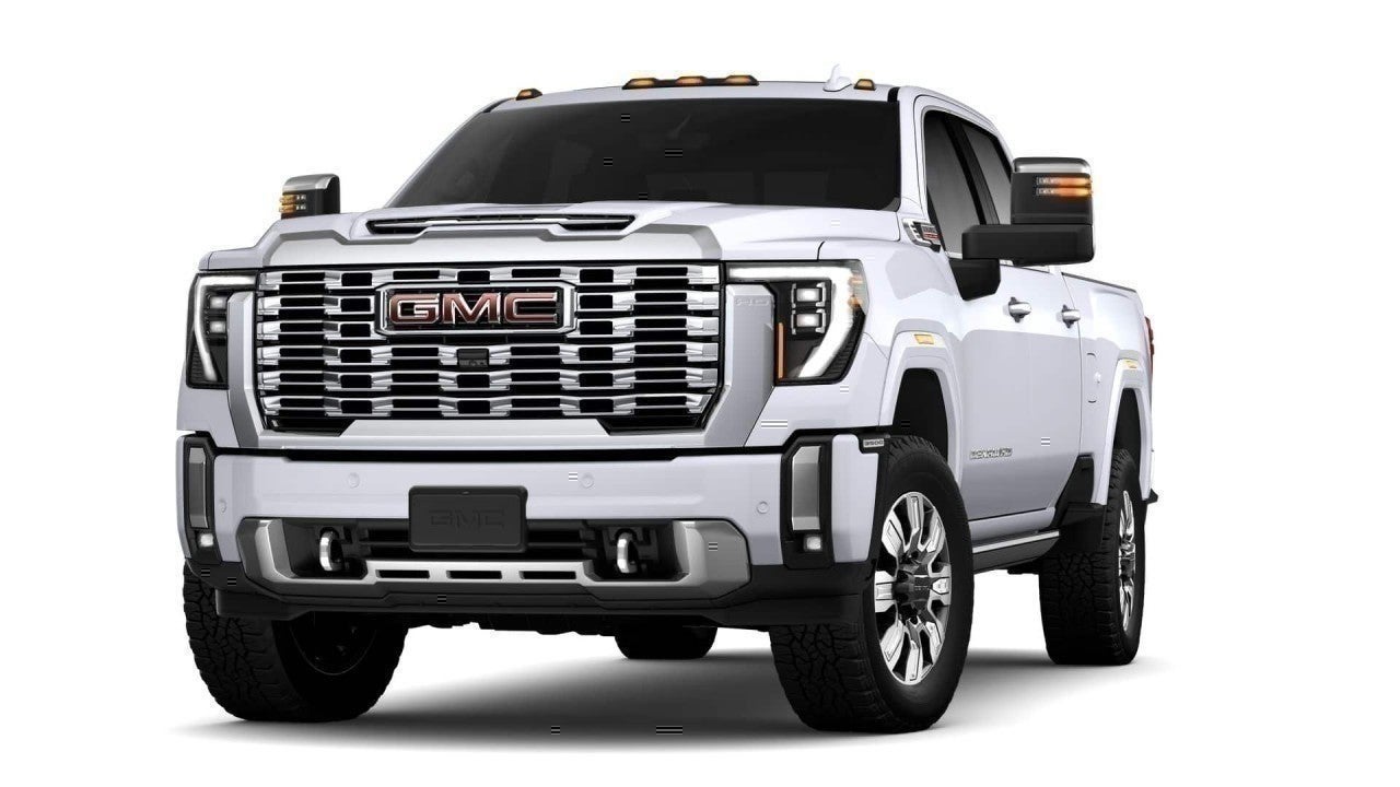 2026 GMC Sierra 3500 HD Denali in Glacier White Tricoat — front three-quarter view