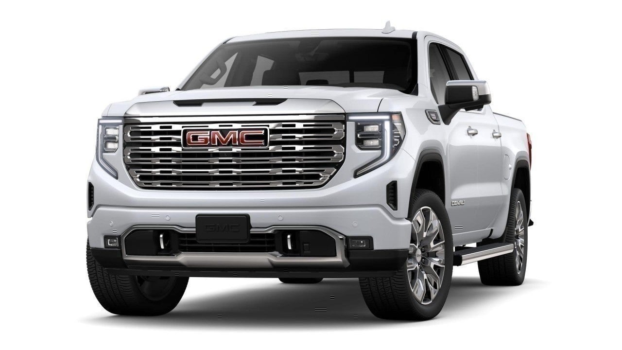 2026 GMC Sierra 1500 Denali in Glacier White Tricoat — front three-quarter view