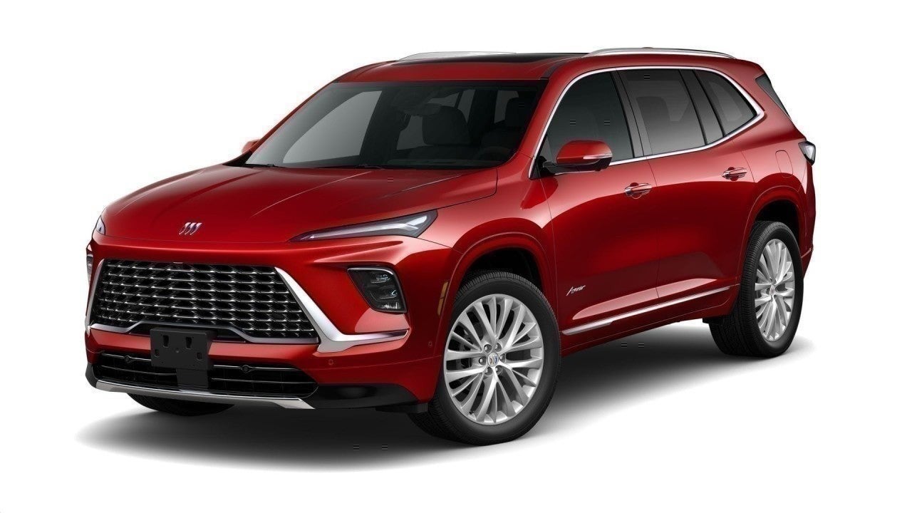 2026 Buick Enclave Avenir in Cherry Red Tintcoat — front three-quarter view