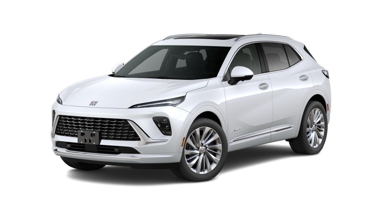 2026 Buick Envision Avenir in Iridescent White Tricoat — front three-quarter view