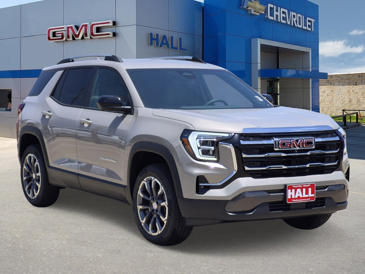 2026 GMC Terrain Elevation in Riverstone Metallic — front three-quarter view